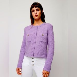 Maje glitter purple textured cardigan lilac size 3
